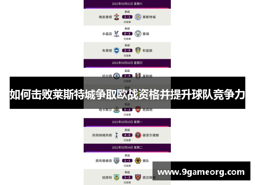 如何击败莱斯特城争取欧战资格并提升球队竞争力 如何击败莱斯特城争取欧战资格并提升球队竞争力